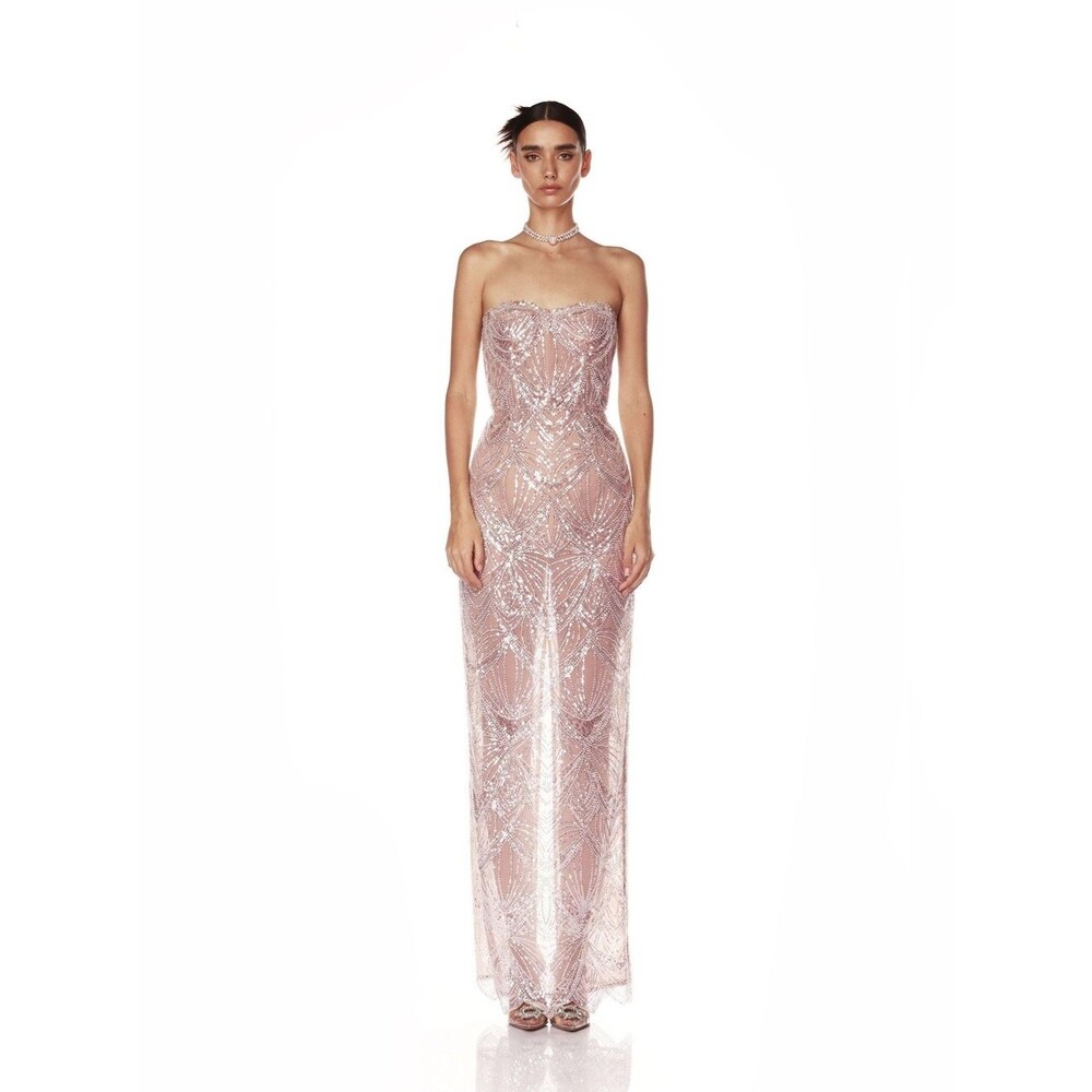 NEW Bronx Banco Strapless Sequin Gown, Giselle Maxi Blush pink Dress